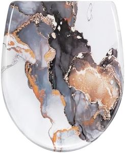 WOLTU Abattant WC avec Frein de Chute, Lunette Toilettes WC, Cuvette WC, en Forme O, Dégagement Rapide, Charnières Réglables, Montage Supérieur, en Plastique Duroplast