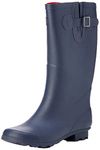 StormWells Ladies Wide Calf Wellies Wellington Boots Plus Extra Comfort Memory Foam Insoles (UK 5 EU 38, Navy with Red Trim)