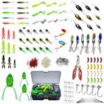 RUIJIAXIANG 365 pcs Mixed Fishing Bait Set Including jig heads Pliers Fishing soft bait lures worm Sequins Artificial Lures lure wire leader etc. Fishing Gifts Freshwater and Saltwater Fishing Lures