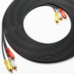 Eanetf RCA Cables, 3RCA Cable Audio Video 24K Gold Plated Connecting Audio Video Components AV Male to Male Cable for Home Theater amp, Stereo Systems (10ft-1pcs)