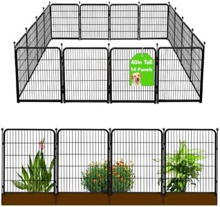 Getlay Doorless Animal Barrier Fence, 40in(H) 14 Panels Total 31 Ft(L), Garden Fences and Borders for Dogs, Anti Dig Fence Barrier, Black Metal Decorative Garden Fencing, Flower Bed Fencing
