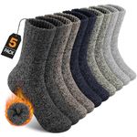UUMIAER 5 Pairs Merino Wool Socks For Men,Thermal Wool Hiking Socks Supper Thick Winter Crew Socks (Us Size 7-13),Multicolor(5 Pairs),7-13,Modern