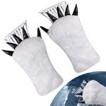 codree 2 Pcs Faux Fur Ice Scraper Mitt- Warm Car Windshield Scraper Mitt- Snow Scraper Gloves- Bigfoot Hand Ice Scraper with Glove for Cars Winter Snow and Ice Remover (White)