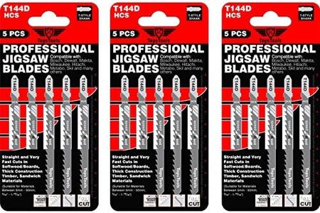 15 lames de scie sauteuse TopsTools T144D pour coupes droites et rapides compatibles avec Bosch, Dewalt, Makita, Milwaukee et bien d'autres