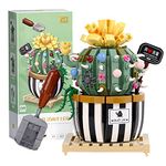 MEIEST Mini Bulbous Cactus Bonsai Building Blocks Set,Creative DIY Unique Decoration Home,Artificial Flowers Bouquet Plant Construction Building Bricks Toy (Cactus-2)