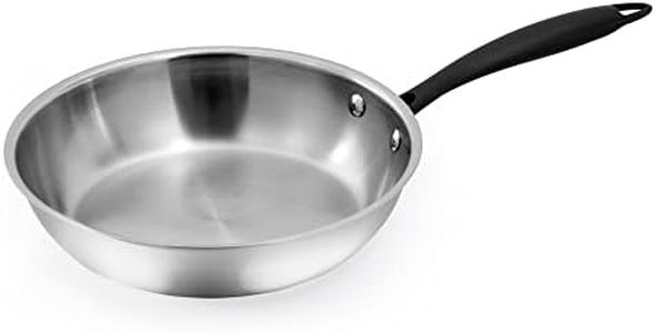 GrandTies Full-Clad Tri-Ply Stainless Steel Frying Pan Induction Cookware – 10 Inch Stainless Steel Skillet, Marquina Black Metal Handles Kitchen Cooking Pan, Dishwasher and Oven Safe Pots and Pans