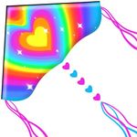 HONBO Delta Kite for Kids & Adults, Easy to Fly Kites for Kids Ages 8-12, Wonderful Single Line Beach Kites for Adults Larg, Kite Handle and Line Included(Heart)