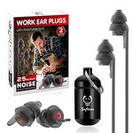 Softvox Corded Ear Plugs for Work [2 Pairs], 100x Reusable Noise Reduction Soft Earplugs with Detachable Cord, Special Work Filter for Construction Lawn Mowing Shooter Focus Safety Hearing Protection