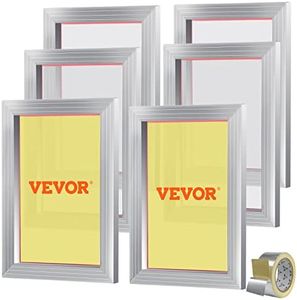 VEVOR Screen Printing Kit, 6 Pieces Aluminum Silk Screen Printing Frames, 25.4 x 35.6 cm Silk Screen Printing Frame with 156 Count Mesh, High Tension Nylon Mesh and Sealing Tape for T-Shirts DIY