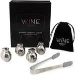 Grenade Shaped Whiskey Stones, Whiskey Chiller Rocks Stainless Steel by The Wine Savant Tool