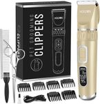 Dog Clippers 3-Speed Low Noise Cordless Pet Grooming Tools for Small & Large Pets with Thick & Heavy Coats (Golden)