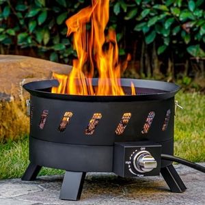 EcoNook 17.3 inch Portable Propane Fire Pits, Gas Fire Pit Bowl for Outside with Lid & Handle, Smokeless Gas Firebowl,Propane Firepit for Camping, Patio, Yard, Garden