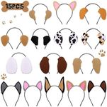 CiyvoLyeen 15 PCS Puppy Dogs Ear Headbands for Pet Birthday Party New Year Favors Dog Theme Costumes Dress-up Photo Booth Props Cute Puppy Baby Shwer Party Supplies Gift