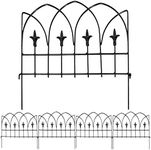 Sunnydaze Bayonne 8' Set of 5 Steel Decorative Garden Fence Panels - 19" W x 19" H Per Panel - Black