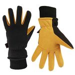 OZERO Winter Gloves -30°F Snow Waterproof Ski Gloves Deerskin Suede Insulation Water-Resistant Windproof Thermal Gloves for Driving Hiking Work in Cold Weather Warm Gift for Men Women (Yellow XL)