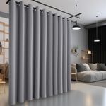 PANOVOUS Room Divider Curtains for Privacy,Thick Blackout Curtains 10ft,Extra Wide Curtain Drape for Patio/Glass Door,10ft Wide by 9ft Long, Grey 1 Panel