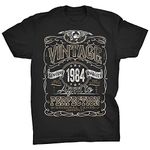 40th Birthday Shirt for Men - Vintage 1984 Aged to Perfection - 40th Birthday Gift, Black-0001, X-Large