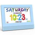 Kids Digital Alarm Clock Colorful, 7" Large LED Time Display Children's Sleep Trainer, Eye-Caring Digital Clock for Girls Boys Bedrooms Bedside, 17 Alarm Clock Settings Easy to Use Kids Birthday Gift