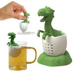 FEJANPON Funny Silicone Tea Infuser, Cute Dinosaur Tea Strainers for Loose Tea Silicone Tea Holder Funny Dinosaur Tea Infuser Ball Tea Steeper(Green)