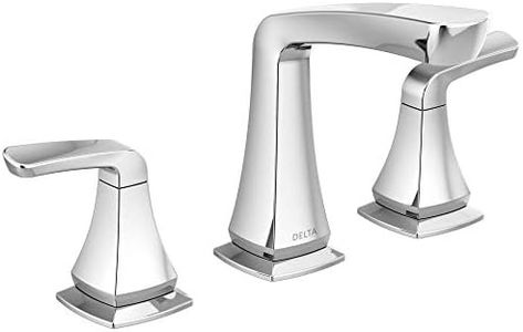 DELTA FAUCET Vesna Widespread Bathroom Faucet Chrome, Bathroom Faucet 3 Hole, Bathroom Sink Faucet, Drain Assembly, Worry-Free Drain Catch, Chrome 35789LF