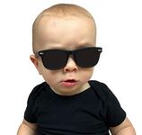 Baby Sunglasses with Flexible Frame and Adjustable Strap, Polarized - Newborn/Infant/Toddler - 0-2 Yrs (6-24m) - Babyfied Apparel Classics - Matte Black