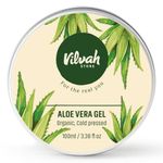 Vilvah Store Aloe Vera Gel with Pure Aloe Vera, Multipurpose Aloe Vera Gel for Skin, Face and Hair, Non-Sticky, Spreads Easily & Instantly Absorbs, All Skin Types, For Men & Women,100G (Pack of 1)