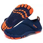 Racqua Boys Water Shoes Kids Lightweight Quick Dry Beach Swim Pool Sport Shoes Barefoot Walking Boating Surfing Aqua Shoes Big Kid Blue/Orange EU 36=UK 3.5