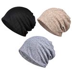 XYIYI Womens Beanie Chemo Headwear Hat Stretch Infinity Scarf Head Wrap Cap Cancer Hats (3Pcs Black+Grey+Coffee)