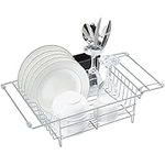 Dish Drying Rack, Expandable Dish Rack, Small Dish Drying Rack, Dish Drainer with Utensil Holder, Dish Drying Rack Rustproof Stainless Steel,Dish Drainer Drying Rack,Dish Drying Rack,Small Dish Rack