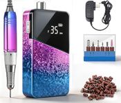 Electric Nail Drill Machine,Lumcrissy Professional Colorful Rechargeable 35000 RPM Nail Drill Portable E-File with Battery,Portable Electric Acrylic Nail Tools ,Polishing,Nail Removing (Rainbow)