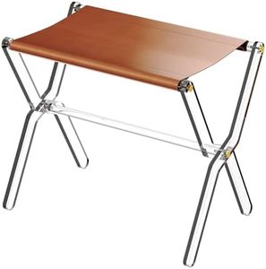 Sumerflos Acrylic Luggage Rack for Guest Room - Foldable Suitcase Stand with Leather Straps for Bedroom Living Room Hotel Heavy-Duty, Holds up to 50-100 lb lightweight Space Saving, Brown, 1 Pack, Rectangular