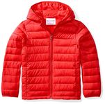 Amazon Essentials Kids Boys Light-Weight Water-Resistant Packable Hooded Puffer Jackets Coats, Red, Small