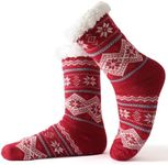 Fleece Lined Socks - Cozy Slipper Socks with Grippers for Women - Sock Slippers, Non Slip Fuzzy Fleece Socks, Warm Cabin Socks