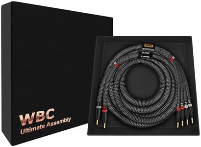 WORLDS BEST CABLES 6 Foot Ultimate - 9 AWG - Ultra-Pure OFC - Premium Audiophile HiFi Bi-Wire Single Speaker Cable for Center Channel with Eminence Gold Banana Plugs & Carbon Tweed Jacket