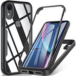 OWKEY Case for iPhone XR 6.1 inch, [Military Grade Drop] 360° Full Body Silikon Rugged Bumper Case with Built-in Soft PET Screen Protector, Shoockproof Phone Cover, Black