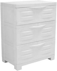 Sunnydaze 29.5" H 3-Tier Storage Cabinet with Drawers - Resin Storage Drawers Organizer - for Garage, Office, Home, Laundry Room - Speckled White