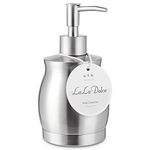 LALA DOLCE Stainless Steel Countertop Soap Dispenser Liquid Bottle and Pump, Suitable for Various Places Such as Kitchen and Bathroom (Brushed Nickel, 390 ml/13 oz)