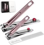 MelodySusie Nail Clippers Set, Ultra Sharp Toenail Clippers with Glass Nail File, 3 in 1 Stainless Steel Nail Clippers for Men Women, Fingernail Clipper Nail Cutter Manicure Set, Pink