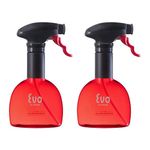 Evo Oil Sprayer Bottle, Non-Aerosol for Olive Cooking Oils, 8-ounce Capacity, Set of 2, Red