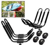 Kayak Roof Rack Sets - Two Kayak Racks for Cars and SUVs - Universal Fit Carriers Mount on Crossbars for Easy Travel with Kayaks Canoes and Surfboards by PaddleSports+