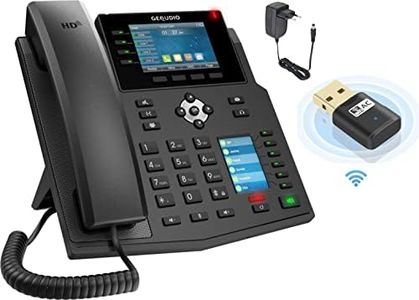 GEQUDIO Téléphone IP GX5+ avec Bloc d'alimentation, clé Wi-FI USB - Compatible Fritzbox, Telekom - Mains Libres de qualité supérieure - Instructions pour FritzBox, Sipgate, boîte de numérisation