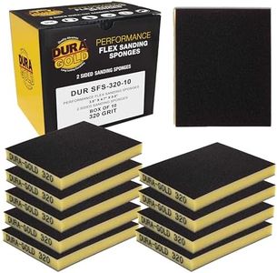 Dura-Gold 320 Grit Double-Sided Sanding Sponges, Box of 10 - Performance Flex 4.7" x 3.9" Wet or Dry Flexible Softback Sandpaper Sponges, Hand Sanding Abrasive Block Pad - Home, Wood, Metal Auto Paint