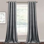 Linen Basics Velvet Light Grey Curtains for Living Room Long Light Blocking Velvet Curtain Panels Privacy Eyelet Panels Drapes for Bedroom/Sliding Glass - Pack of 2 PC, (Door 7 Feet) (Color-Light Grey), Cordless