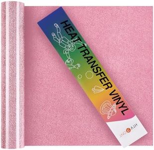 HTVRONT Pink Glitter HTV Vinyl Roll-12 x 15FT Pink Glitter Heat Transfer Vinyl for Shirts, Glitter Iron on Vinyl for All Cutting Machines，Easy to Cut for Heat Vinyl Design