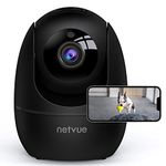 NETVUE Dog Camera, 1080P FHD 2.4GHz WiFi Pet Camera , Indoor Security Camera for Pet/Baby/Nanny, AI Human Detection, Night Vision, Cloud Storage/TF Card, 2-Way Audio, Black