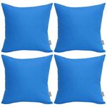 4-Pack 100% Cotton Comfortable Solid Decorative Throw Pillow Case Square Cushion Cover Pillowcase(Cover Only,No Insert)(18x18 inch/ 45x45cm,Blue)