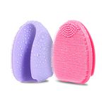 HIEERBUS Silicone Face Scrubber,Manual Exfoliating Brush,Handheld Facial Cleansing Brush for Women Men-Blackhead Removing Pore Cleansing Massaging for Sensitive, Delicate, Dry Skin (3rd-Pink+Purple)