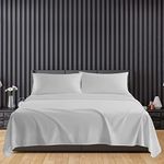 Sunshine Comforts Egyptian Cotton Flat Sheets Breathable, Anti Wrinkle, Fade Resistant 200 Thread Count Single Bed Sheets Silver Bedding & Linen- Single Bedding 180 x 254cm Single Flat Sheet