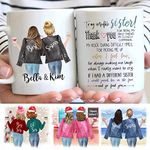 Ships Next Day,Custom Sister Mug, Sister Coffee Mug with Names, Personalized Sisters Cups, Christmas or Birthday Gifts for Sister from Sister Moving Away Mug, 11 or 15 Oz,Made in USA