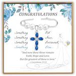 PEALICIOUS Something Blue Gift for Bride, Bridal Shower Gifts from Mom Sister Friend, Blue Bridal Bouquet Charm as Christian Wedding gifts, Pin Easily Attaches to Bridal Bouquet, Garter, Dress